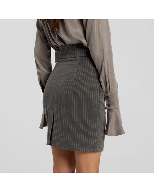 Mandragora Gray Fitted Striped Skirt Gante