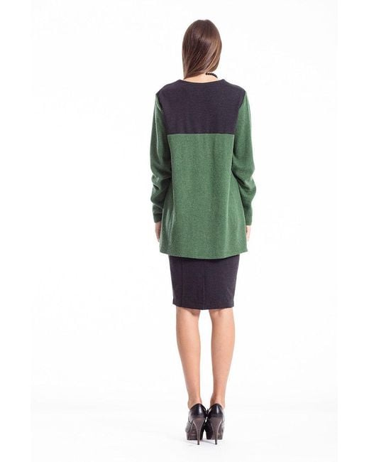 Conquista Green Wool Blend Block Colour Cardigan