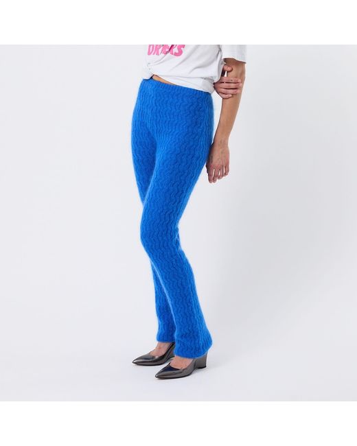 Ccy Currency Blue Mohair Zigzag Knitted Pants