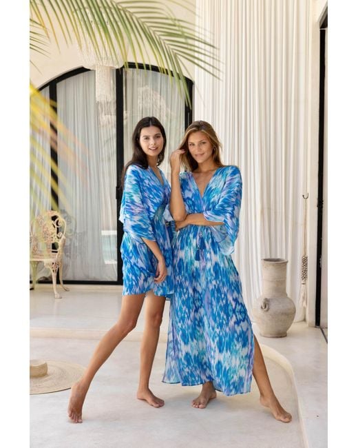 Sophia Alexia Blue Sea Dream Mini Capri Kimono Dress