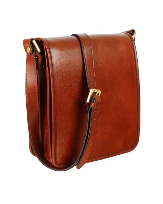 Time Resistance Brown Small Leather Messenger Bag for men