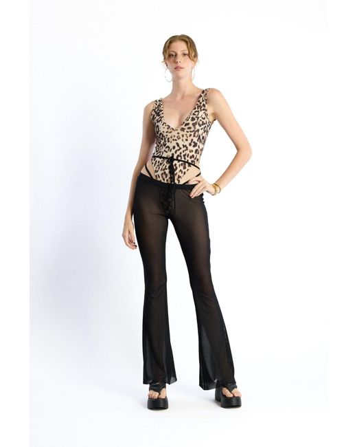 No'design Blue Sheer Spanish Flared Pants