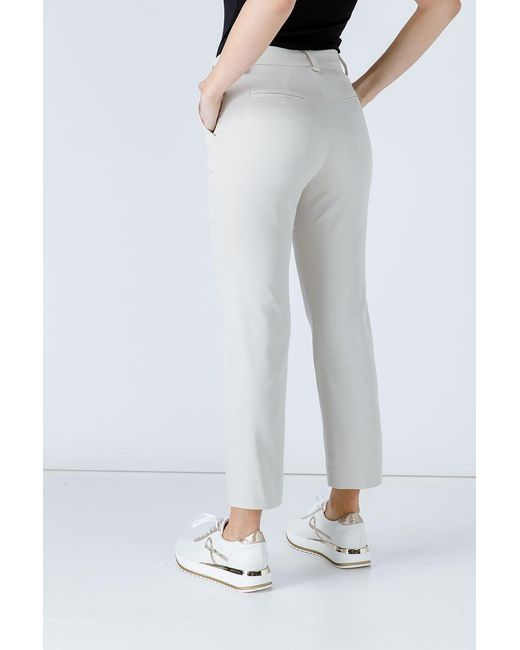 Conquista Gray Neutrals Sand Colour Fitted Stretch Pants