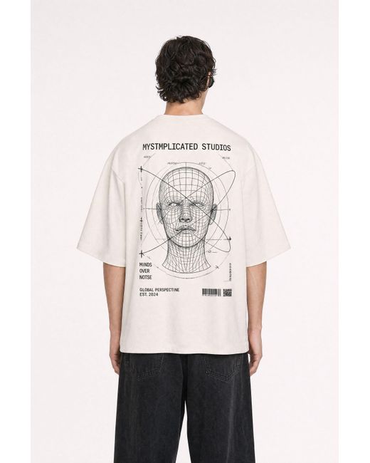 mysimplicated Natural Neutrals Signal Over Noise Oversized Off- Tee for men