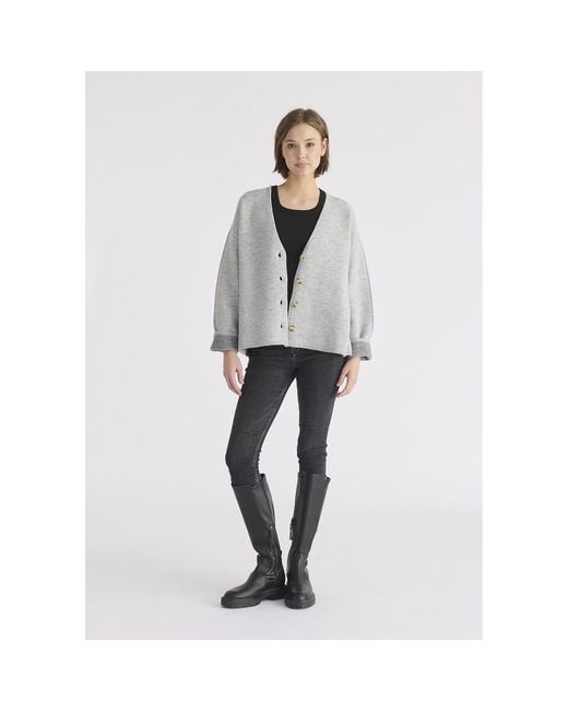 Paisie Gray Two-Tone Cardigan