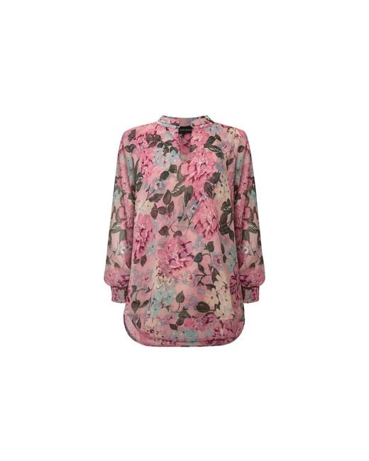 James Lakeland White Peony Print Blouse