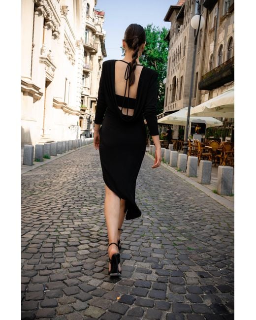 Monice London Black Coco Backless & Bra Friendly Blazer Style Midi Dress