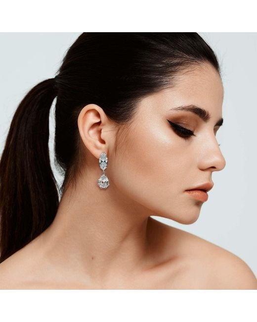 Michael Nash Jewelry Metallic Neutrals Nicole Marquise And Pear Shape Diamond Cubic Zirconium Clip On Earrings