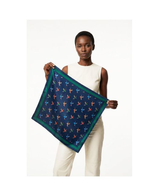 Jessie Zhao New York Blue Freedom Wings Double Sided Silk Scarf