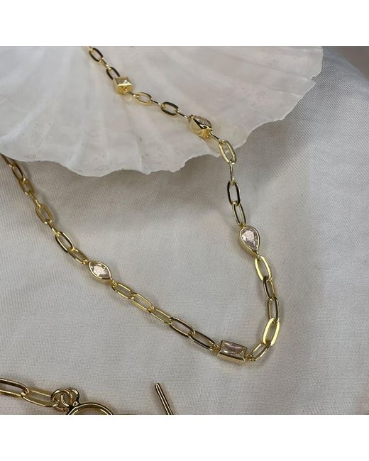 Clemence Wren Metallic Asymmetric Gemstone Necklace