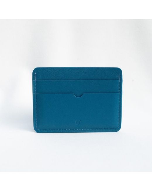 godi. Blue Handmade Leather Card Case for men