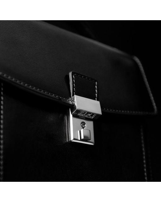 Time Resistance Black Small Leather Briefcase for men