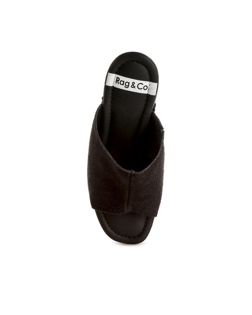 Rag & Co Brown Masaki Soft Suede Leather Wooden Clogs