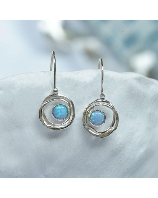 Isla Silver Blue Handmade Opal Drop Earrings