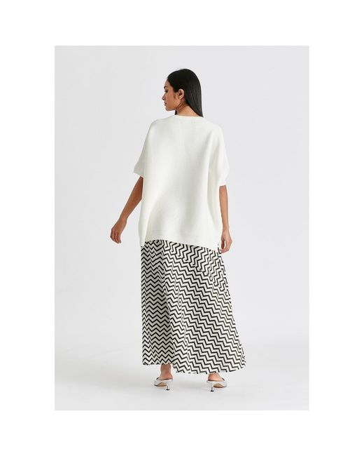 Paisie White Short Sleeve Ribbed Jumper