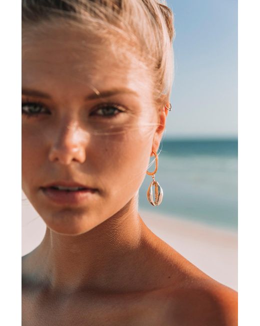 Adriana Pappas Designs Metallic Hammered Hoop Shell Drops