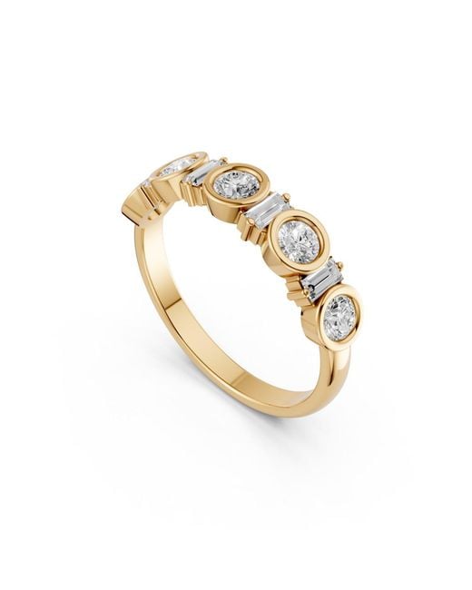 Aya Fine Jewelry Metallic Round & Baguette Lab Grown Diamond Bezel Set Anniversary Band