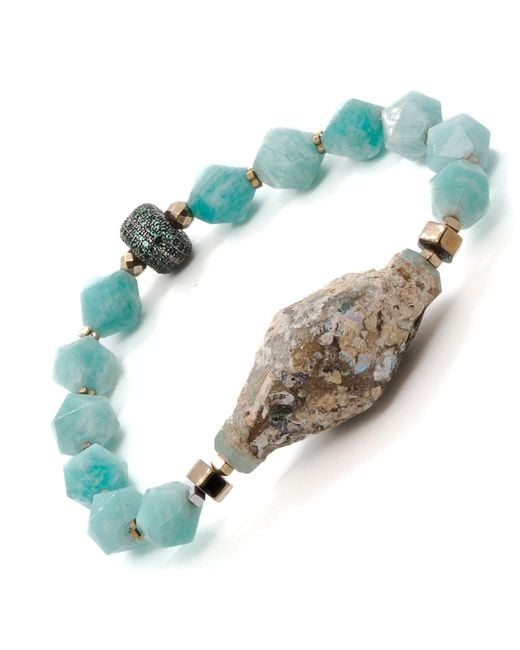 Ebru Jewelry Blue Larimar Stone & Mystic Gloss Beaded Bracelet