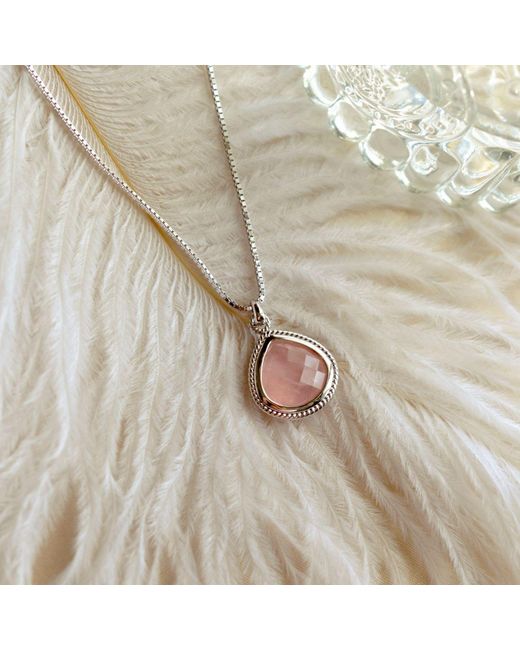 Seven Saints White Rose Quartz Compassionate Heart Adjustable Necklace, Rhodium