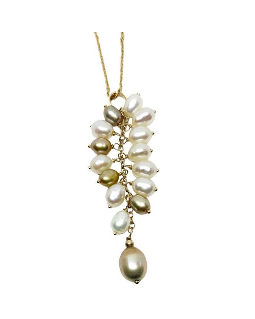 Tg-Jewellery by Tamara Gervasio Metallic Grappolo Chain And Pearls Pendant One Of A Kind