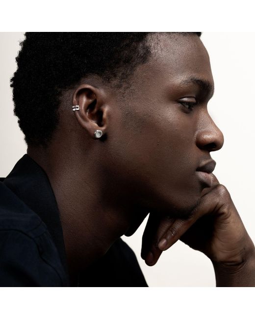 Dower & Hall Metallic Single Dimple Pebble Stud for men