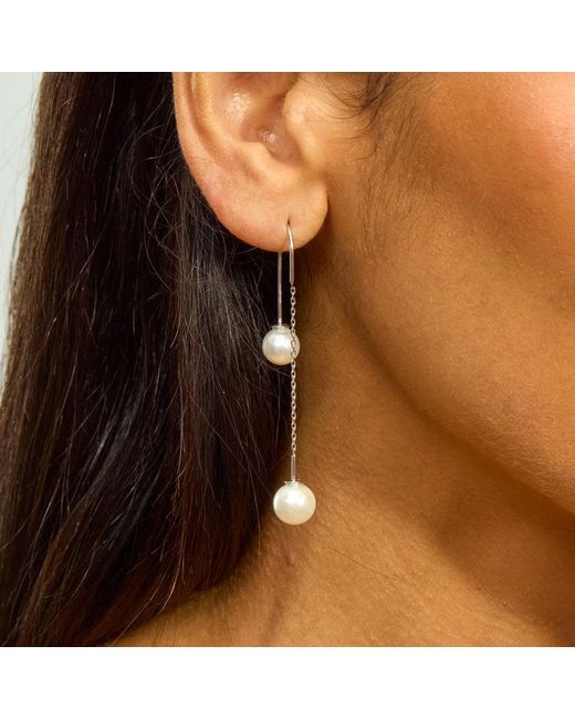 Lucy Quartermaine White Double Pearl Earrings