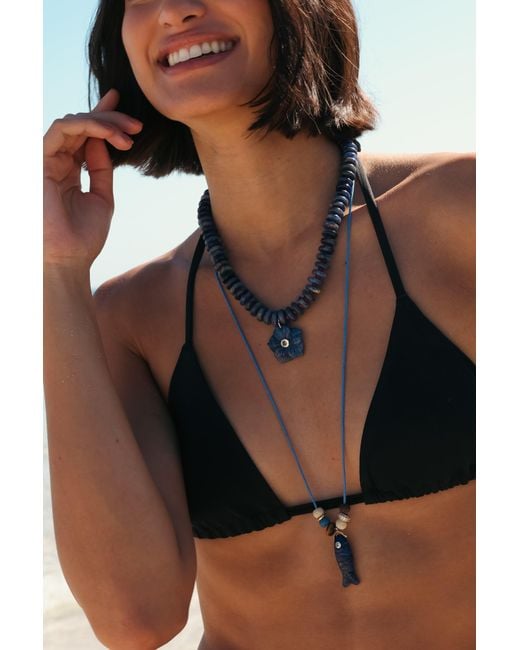 Hannah B. Jewelry Metallic Long Fish Charm Necklace
