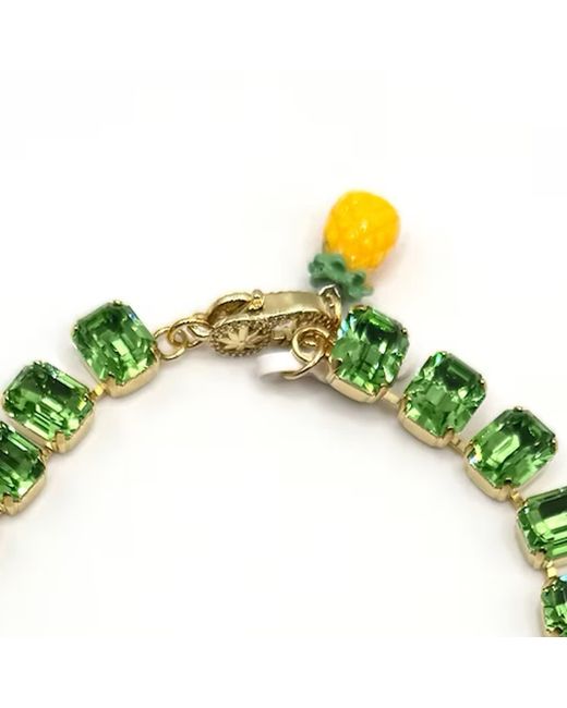 Achala Handcrafted Green Fruit Charm Statement Necklace – Crystal & Hand-Painted Fruit Motif for men