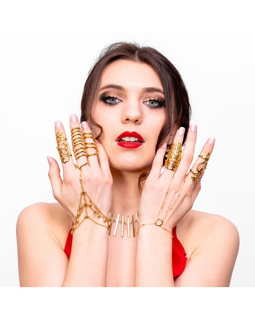 Lucy Quartermaine Metallic Art Deco Halo Hand Chain
