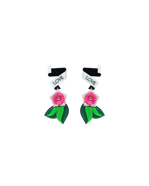 Gissa Bicalho Multicolor Handmade Acrylic Earring Ribbon And Flower