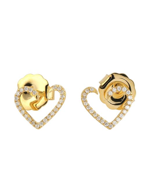 Artisan Metallic Diamond Open Heart Stud Earrings