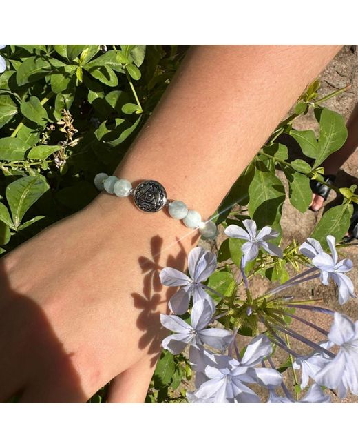 Seven Saints Metallic Throat Chakra Aquamarine Inner Peace And Tranquility Bracelet