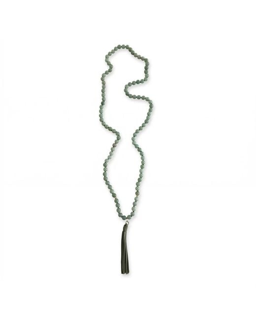 Heather Hawkins Jewelry Metallic Talulah Belle Gemstone Beaded Long Necklace With Tassel