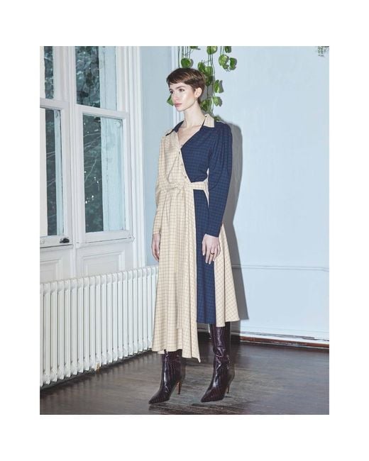 NAZLI CEREN Natural Sava Asymmetric-Hem Midi Dress