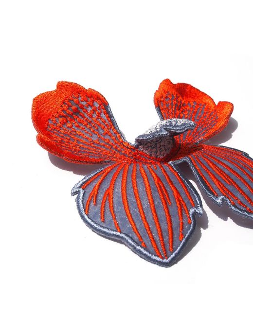 Nana Watanabe Click Flora Folded Dimensional Embroidered Earrings