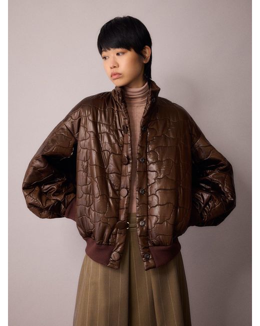 Amanda Thompson Couture Brown Ms K Bomber Jacket Quilting Chocolate