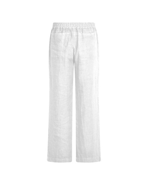 Haris Cotton White Solid Wide Leg Linen Pants