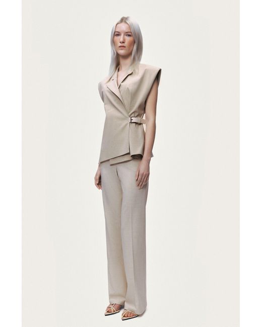 Nocturne White Ivory Belted Double-Breasted Vest