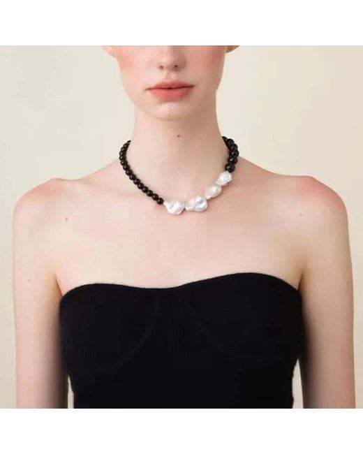 Angel Barocco Black Baroque Pearl Onyx Choker Necklace