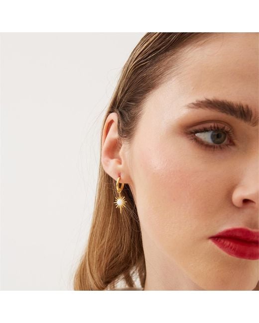 Spero London Metallic Opal Northernstar Drop Hoop Earring & Necklace Sterling Set