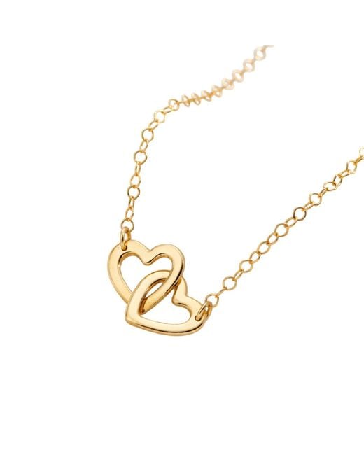 Posh Totty Designs Metallic Yellow Gold Plated Double Heart Necklace