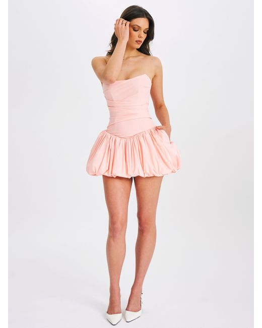 Miss Circle New York Pink Oletta Corset Strapless Bubble Hem Mini Dress