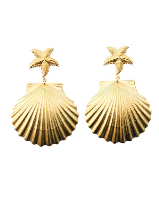 The Pink Reef Metallic Large Starfish Shell Earring