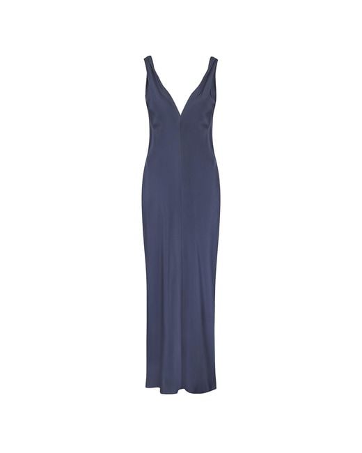 The Summer Edit Blue Alice Silk Slip Dress