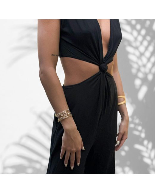 Ebru Jewelry Metallic Cleopatra Pearl Dewdrop Cuff Bracelet