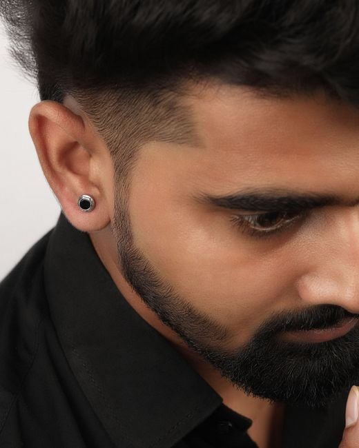 The Jewelz Multicolor Neutrals Shadow Gleam Onyx Earrings for men