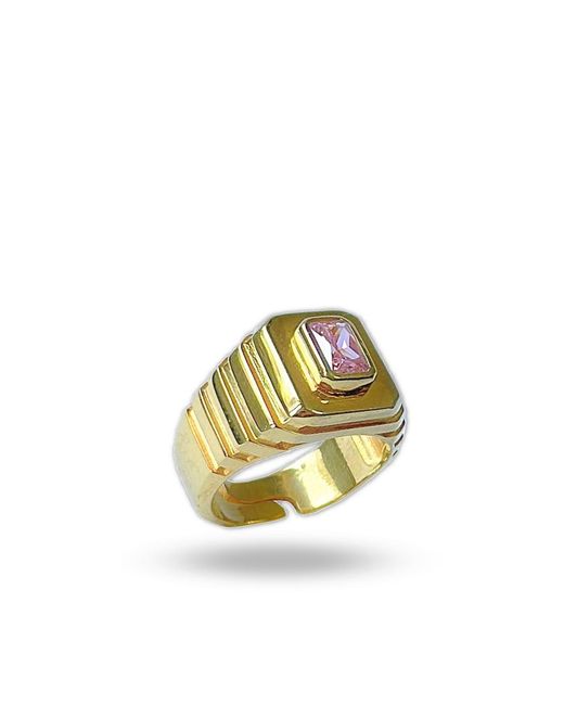 LINYA JEWELLERY Metallic Octagon Stone Signet Ring