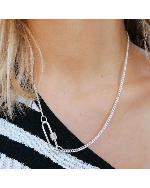 Scream Pretty Metallic Long Link Carabiner Curb Chain Necklace