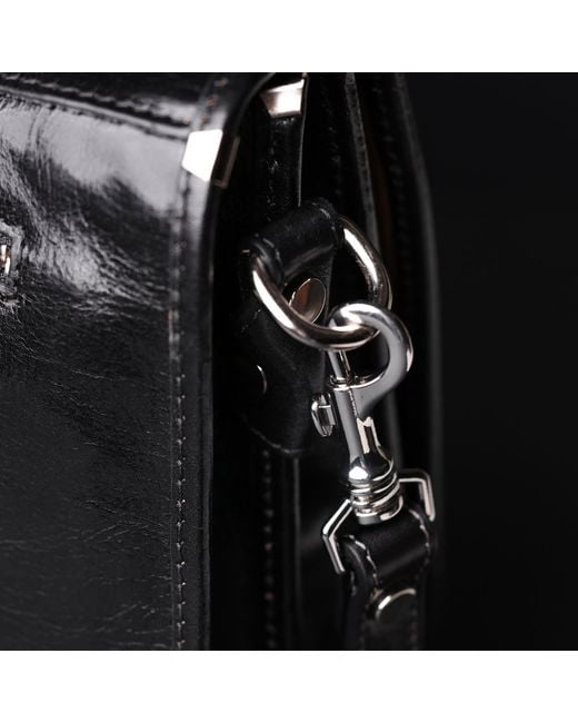 Time Resistance Black Leather Briefcase Laptop Bag for men