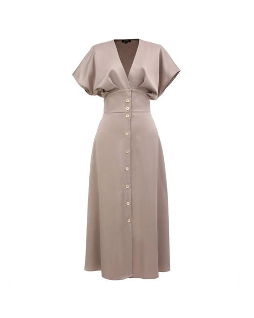 Smart and Joy Brown Wide V Cleavage Dress